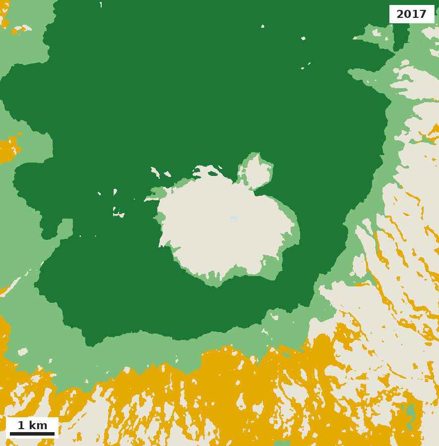 Mount Kanlaon, Negros, forest types in 2017, about 10 m resolution